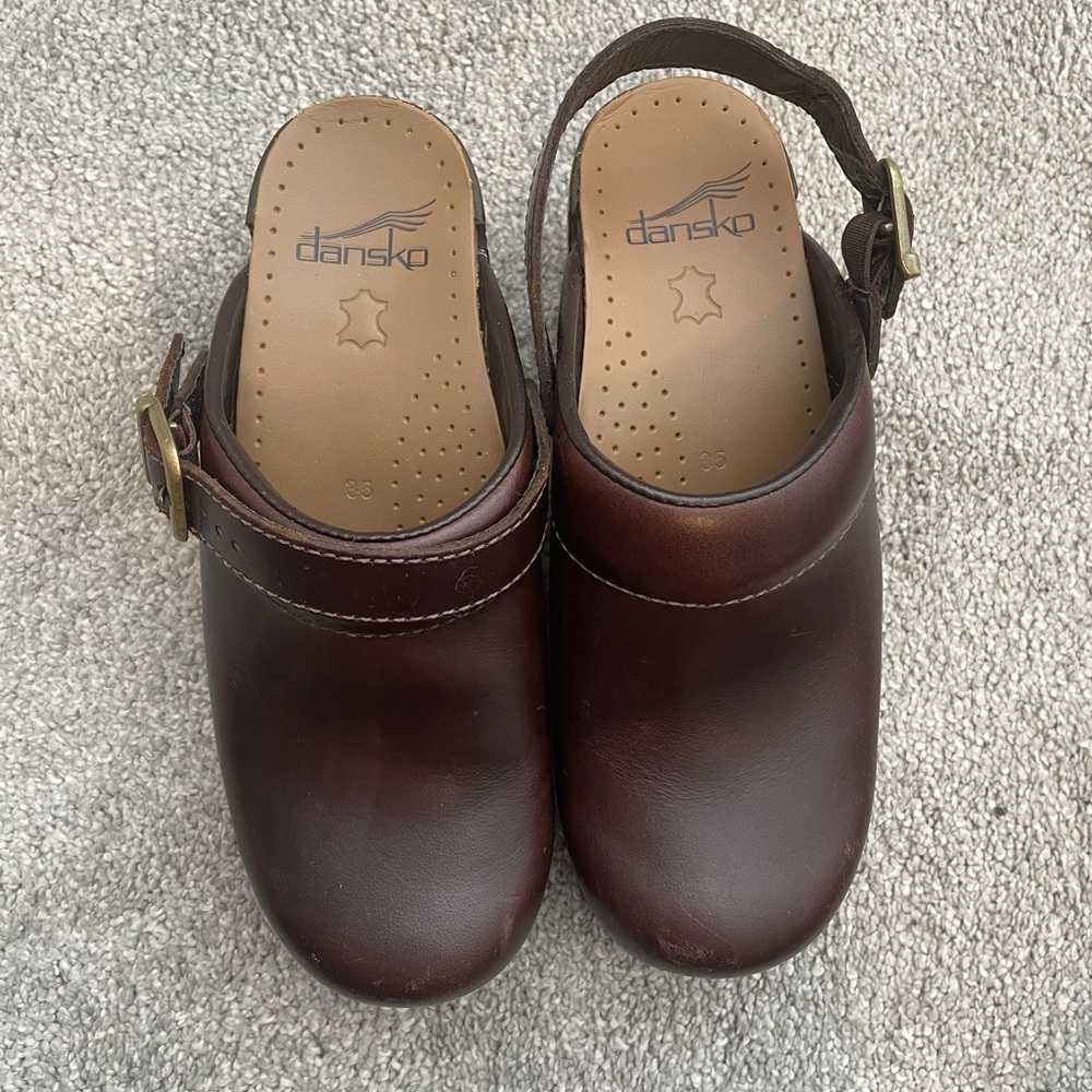 Dansko Dark Brown Leather Clogs with Buckle - Picture 2 of 11